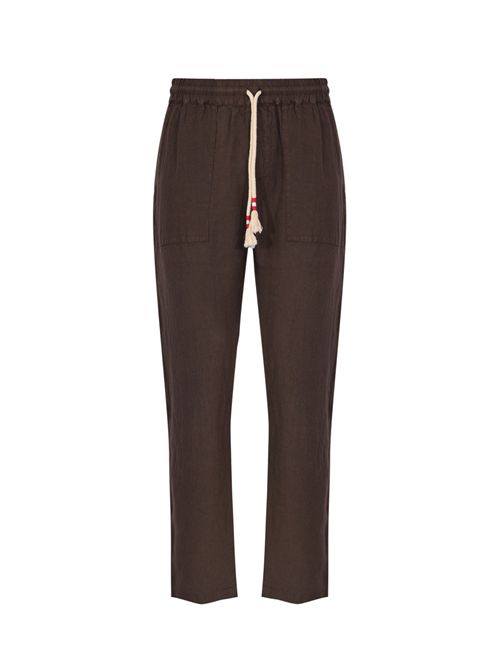 Pantalone Calais in lino Dark Brown Mc2 Saint Barth | CAA000100920L